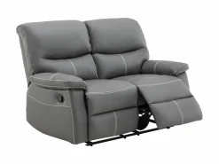 New Vente-unique Sofás 3+2 relax: manual de piel sintética pespuntes blancos CANBY Gris