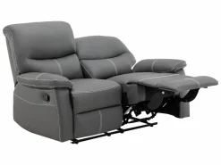 New Vente-unique Sofás 3+2 relax: manual de piel sintética pespuntes blancos CANBY Gris