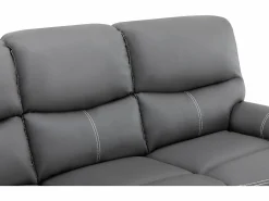 New Vente-unique Sofás 3+2 relax: manual de piel sintética pespuntes blancos CANBY Gris