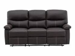 Discount Vente-unique Sofás 3+2 relax: manual de piel sintética marrón pespuntes beige CANBY Marru00f3n