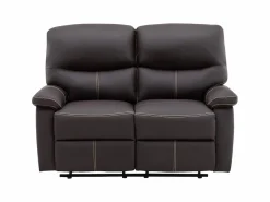 Discount Vente-unique Sofás 3+2 relax: manual de piel sintética marrón pespuntes beige CANBY Marru00f3n