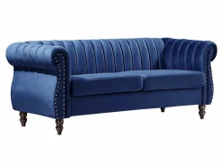 Discount Sofás chesterfield 3+2 plazas de terciopelo Azul real TRUMBO Conjunto Sofás