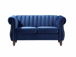 Discount Sofás chesterfield 3+2 plazas de terciopelo Azul real TRUMBO Conjunto Sofás
