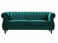 Clearance Sofás chesterfield de 3 plazas y 2 plazas de terciopelo TRUMBO Conjunto Sofás