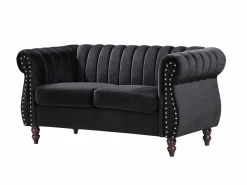Hot Vente-unique Sofás chesterfield de 3 y 2 plazas de terciopelo TRUMBO Negro