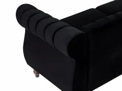 Hot Vente-unique Sofás chesterfield de 3 y 2 plazas de terciopelo TRUMBO Negro