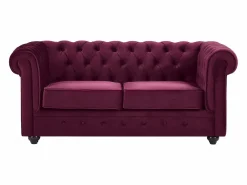 Sofás Chesterfield de terciopelo morado de 3 plazas y 2 plazas Conjunto Sofás