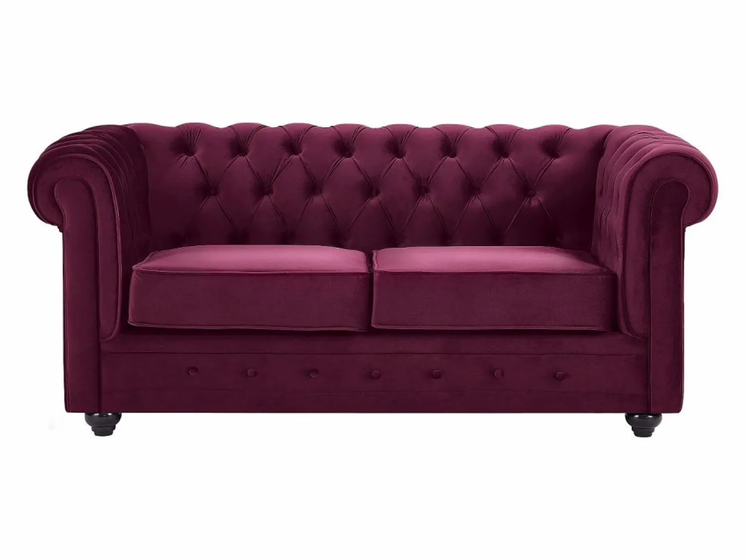 Sale Vente-unique Sofás de 3 plazas, 2 plazas y sillón de terciopelo morado CHESTERFIELD Granate