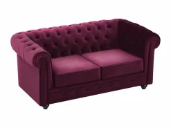 Sale Vente-unique Sofás de 3 plazas, 2 plazas y sillón de terciopelo morado CHESTERFIELD Granate