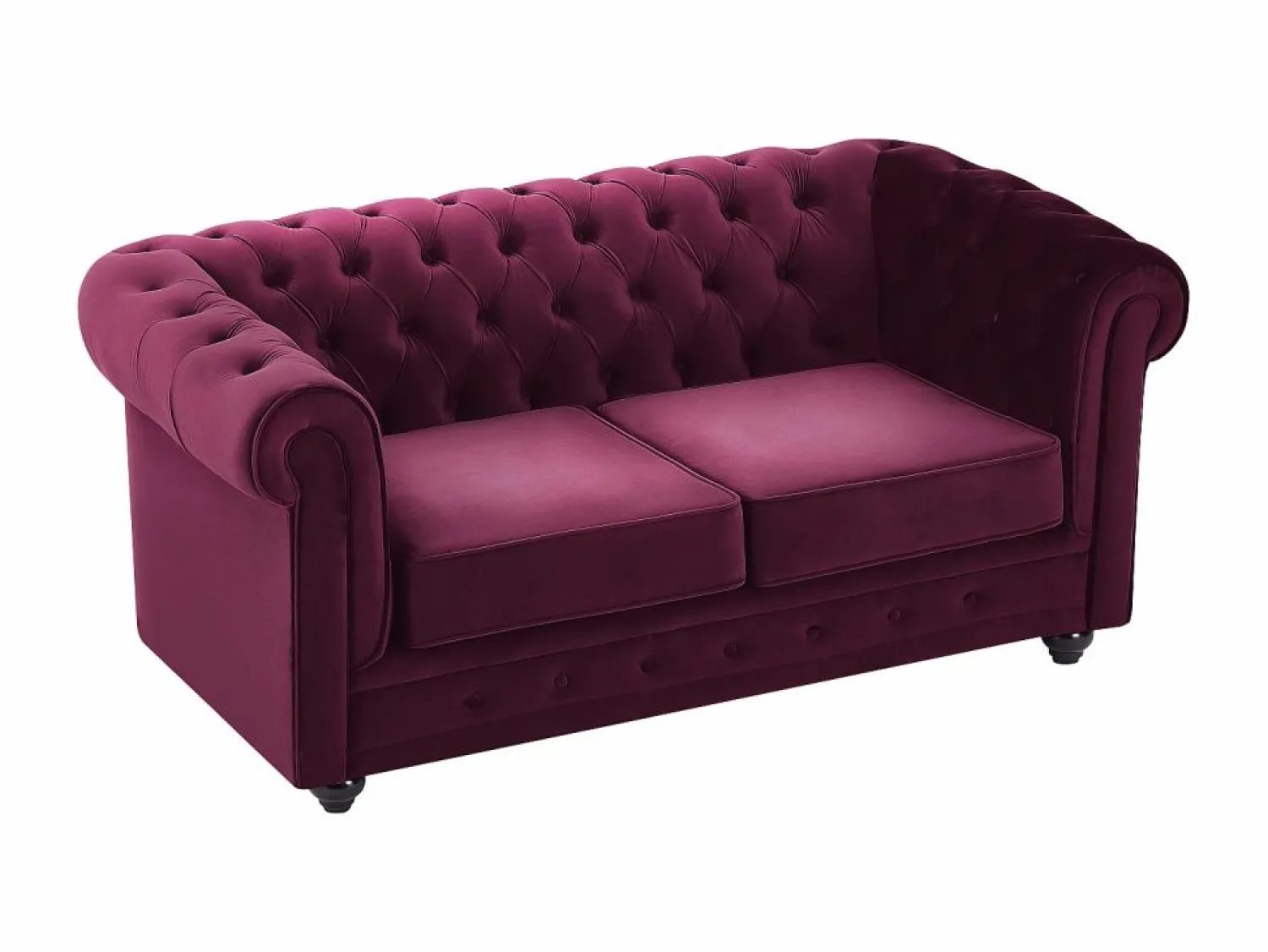 Sale Vente-unique Sofás de 3 plazas, 2 plazas y sillón de terciopelo morado CHESTERFIELD Granate