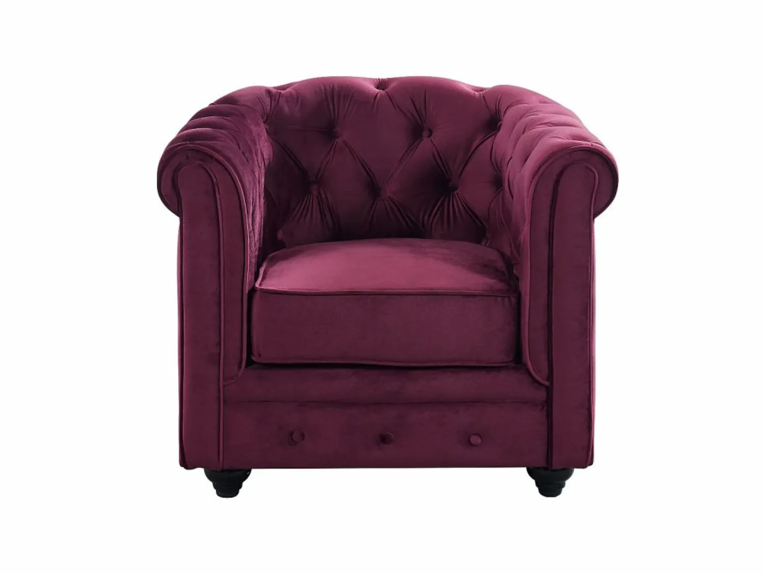 Sale Vente-unique Sofás de 3 plazas, 2 plazas y sillón de terciopelo morado CHESTERFIELD Granate