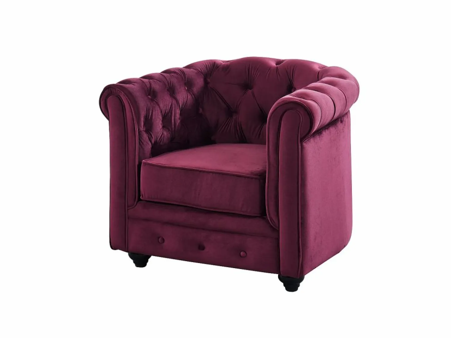 Sale Vente-unique Sofás de 3 plazas, 2 plazas y sillón de terciopelo morado CHESTERFIELD Granate