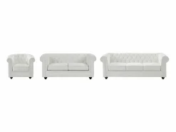 New Sofás de 3 plazas, 2 plazas y sillón en imitación cuero CHESTERFIELD Conjunto Sofá Y Sillón