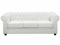 New Sofás de 3 plazas, 2 plazas y sillón en imitación cuero CHESTERFIELD Conjunto Sofá Y Sillón
