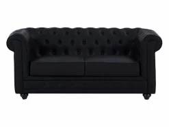 Vente-unique Sofás de 3 plazas, 2 plazas y sillón en imitación cuero CHESTERFIELD