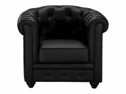 Vente-unique Sofás de 3 plazas, 2 plazas y sillón en imitación cuero CHESTERFIELD