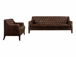Hot Vente-unique Sofás de 3+2 plazas piel envejecida COLBERT - Marrón Marru00f3n chocolate