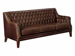 Hot Vente-unique Sofás de 3+2 plazas piel envejecida COLBERT - Marrón Marru00f3n chocolate