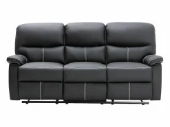 Discount Vente-unique Sofás de 3 plazas relax de piel sintética negra. 5 niveles de inclinación. CANBY Negro