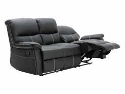 Discount Vente-unique Sofás de 3 plazas relax de piel sintética negra. 5 niveles de inclinación. CANBY Negro