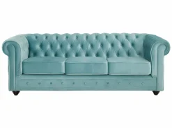 Sale Vente-unique Sofás de 3 plazas y 2 plazas de terciopelo azul pastel CHESTERFIELD Azul celeste