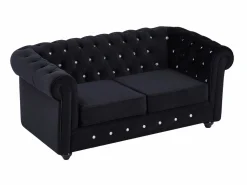 Vente-unique Sofás de 3 plazas y 2 plazas de terciopelo con botones de efecto cristal CHESTERFIELD