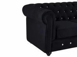 Vente-unique Sofás de 3 plazas y 2 plazas de terciopelo con botones de efecto cristal CHESTERFIELD