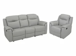 Hot Vente-unique Sofás relax 3+1 plazas de piel EVASION Gris claro
