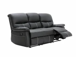 Sale Sofás y sillón relax de piel sintética negra CANBY Conjunto Sofá Y Sillón