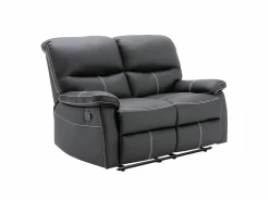 Sale Sofás y sillón relax de piel sintética negra CANBY Conjunto Sofá Y Sillón
