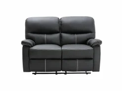 Sale Sofás y sillón relax de piel sintética negra CANBY Conjunto Sofá Y Sillón