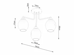 Sollux Lighting Sollux Fillan Lámpara de techo semiempotrable multi brazos negra
