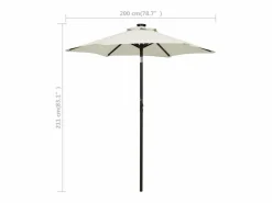 New Sombrilla con luces LED aluminio color arena 200x211 cm Sombrilla