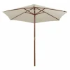 Best Sombrilla con palo de madera blanco crema 270x270 cm ES358175 Sombrilla