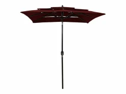 Clicnbuy Sombrilla de 3 niveles con poste de aluminio burdeos 2x2 m