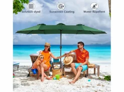 Online Sombrilla de doble cabeza (4,53 m x 2,67 m), sombrilla excéntrica, sistema de elevación con manivela, ideal para jardín o terraza, protección solar óptima Sombrilla