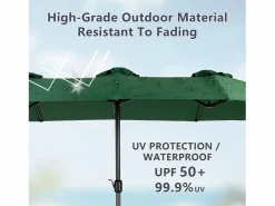 Online Sombrilla de doble cabeza (4,53 m x 2,67 m), sombrilla excéntrica, sistema de elevación con manivela, ideal para jardín o terraza, protección solar óptima Sombrilla