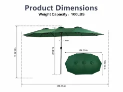 Online Sombrilla de doble cabeza (4,53 m x 2,67 m), sombrilla excéntrica, sistema de elevación con manivela, ideal para jardín o terraza, protección solar óptima Sombrilla