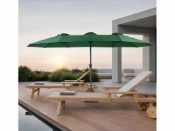 Online Sombrilla de doble cabeza (4,53 m x 2,67 m), sombrilla excéntrica, sistema de elevación con manivela, ideal para jardín o terraza, protección solar óptima Sombrilla