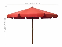 Clicnbuy Sombrilla de jardín con palo de madera terracota 330 cm