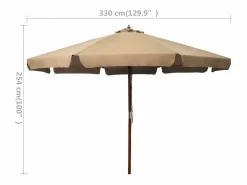 Outlet Clicnbuy Sombrilla de jardín con palo de madera gris 330 cm Topo