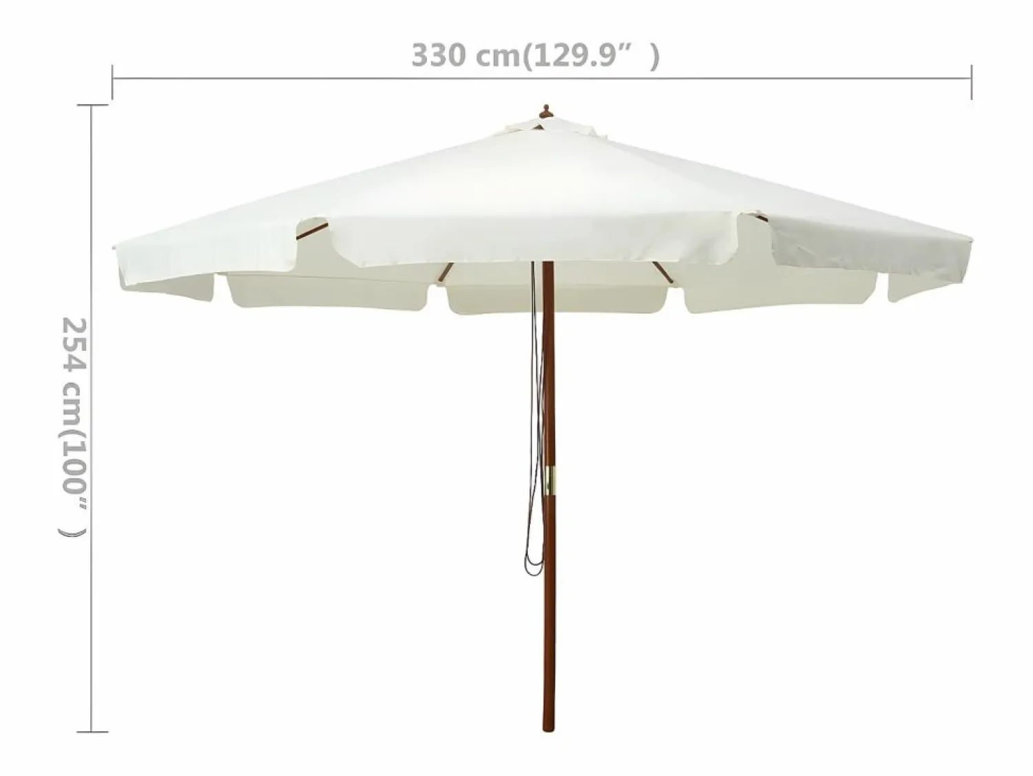 Clicnbuy Sombrilla de jardín con palo de madera arena 330 cm