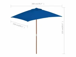 Online Clicnbuy Sombrilla de jardín con palo de madera 150x200 cm Azul