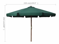 Best Sombrilla de jardín con palo de madera 330 cm Sombrilla