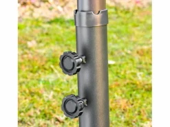 Sombrilla de jardín doble con manivela, acero, gris oscuro, 460 x 270 x 240 cm (dimensiones totales) Sombrilla