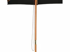 Sombrilla de madera, 300 cm, robusta y elegante, bambú, color negro, (300x300x250 cm)