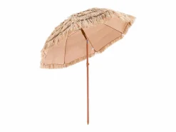 Clearance Sombrilla Hawaiana SucceBuy, Sombrilla Exótica Inclinable de 2 m con Techo de Paja de Polipropileno y 8 Varillas Metálicas, para Playa, Patio, Piscina y Jardín Marru00f3n