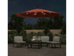 Best Sombrilla voladiza con luces LED y palo de acero terracota ES356974 Sombrilla