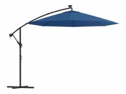 Outlet Sombrilla voladiza con luces LED y poste acero celeste 300 cm ES648477 Azul