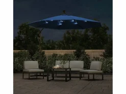 Outlet Sombrilla voladiza con luces LED y poste acero celeste 300 cm ES648477 Azul